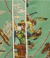 Double D Ranch Michel's Cowboy Print Point Collar Woven Long Sleeve Shirt