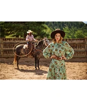 Double D Ranch Romance & Rustlers Printed Beaded Midi A-Line Skirt