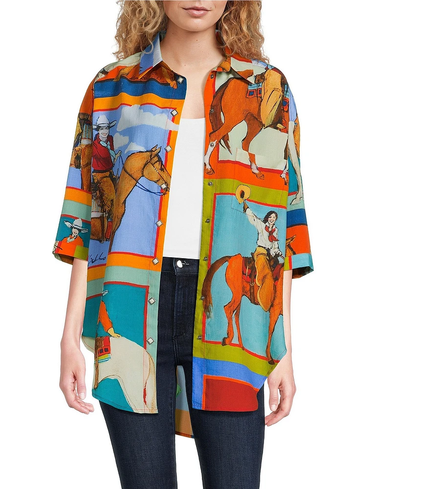 Double D Ranch Woman Of The Ranch 3/4 Sleeve Button Down Shirt