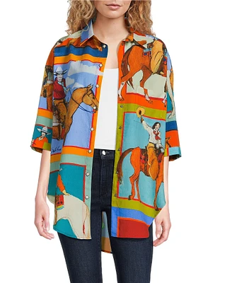 Double D Ranch Woman Of The Ranch 3/4 Sleeve Button Down Shirt