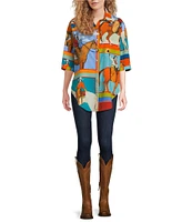 Double D Ranch Woman Of The Ranch 3/4 Sleeve Button Down Shirt