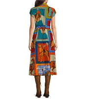 Double D Ranch Women Of The Range Printed V-Neck Short Sleeve Wrap Midi Dress