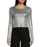 Double Zero Long Sleeve Metallic Foil Top