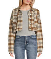 Double Zero Long Sleeve Plaid Check Cropped Jacket