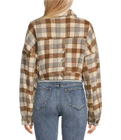 Double Zero Long Sleeve Plaid Check Cropped Jacket