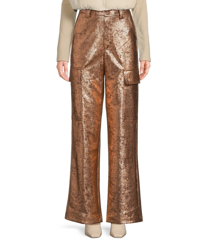 Double Zero Metallic High Waist Cargo Pants