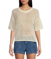 Double Zero Short Sleeve Open Knit Top