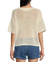 Double Zero Short Sleeve Open Knit Top