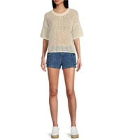 Double Zero Short Sleeve Open Knit Top