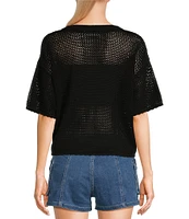 Double Zero Short Sleeve Open Knit Top