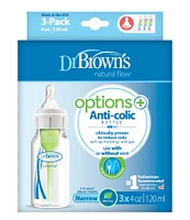 Dr. Brown's Options+ Anti-Colic Narrow 4oz Baby Bottle 3-Pack