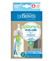 Dr. Brown's Options+™ Anti-Colic Narrow 4oz Glass Baby Bottles 2-Pack