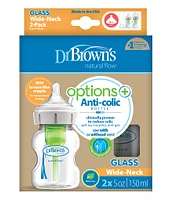 Dr. Brown's Options+ Anti-Colic Wide-Neck 5oz Glass Baby Bottle 2-Pack