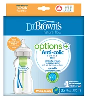 Dr. Brown's Options+ Anti-Colic Wide-Neck 9oz Baby Bottle 3-Pack