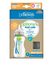 Dr. Brown's Options+ Anti-Colic Wide-Neck 9oz Glass Baby Bottle 2-Pack