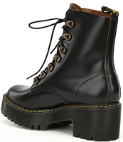 Dr. Martens Leona Smooth Leather Chunky Lug Sole Platform Heel Combat Boots