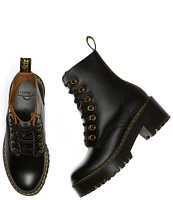 Dr. Martens Leona Smooth Leather Chunky Lug Sole Platform Heel Combat Boots