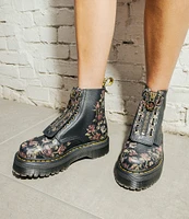 Dr. Martens Sinclair Decayed Roses Leather Zip Platform Combat Boots