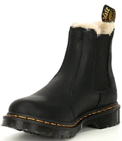 Dr. Martens Women's 2976 Leonore Burnished Faux Fur Block Heel Lug Sole Chelsea Booties