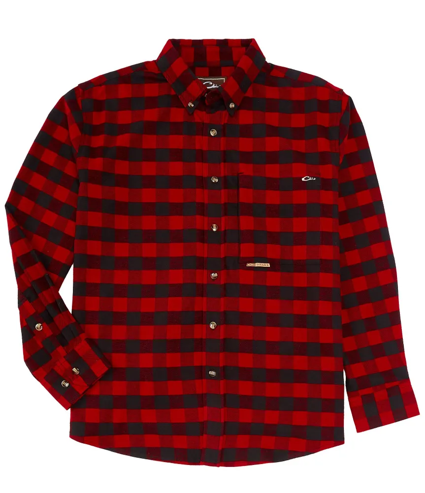 Drake Clothing Co. Autumn Brushed Twill Buffalo Plaid Long-Sleeve Woven Shirt