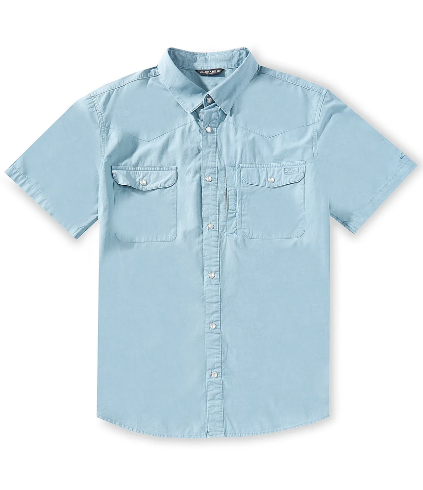 Drake Clothing Co. Cinco Ranch Acid Wash Short Sleeve Woven Shirt