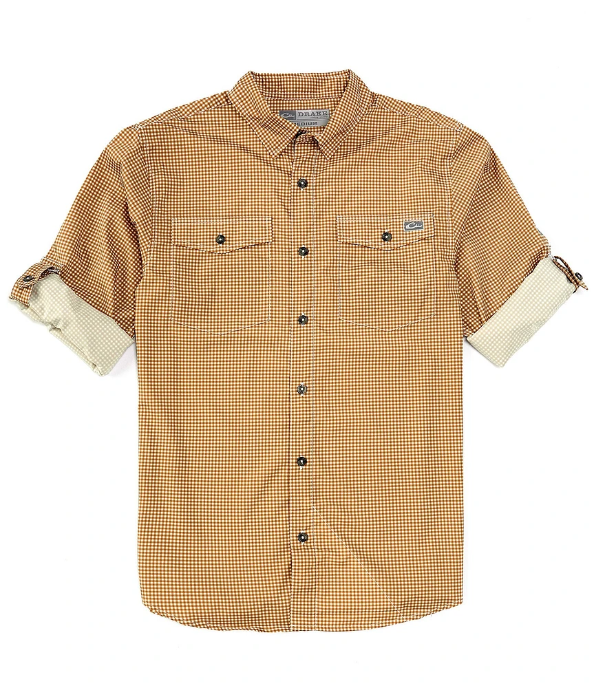 Drake Clothing Co. Performance Stretch Frat Gingham Check Long Sleeve Woven Shirt