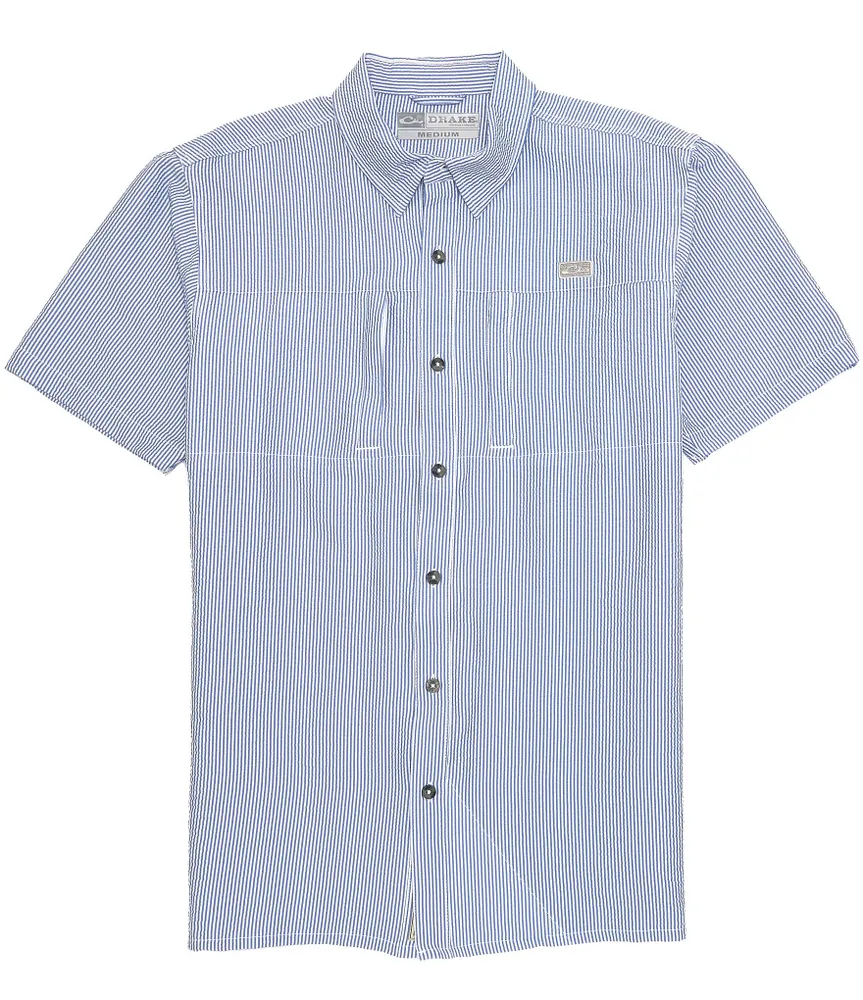 Drake Clothing Co. Seersucker Stripe Performance Short Sleeve Woven Shirt