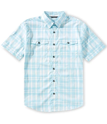 Drake Clothing Co. Short Sleeve Faded-Plaid Woven Shirt