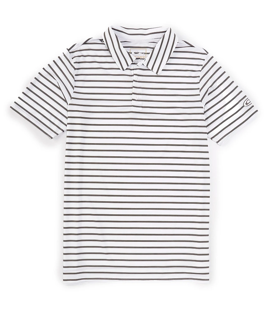 Drake Clothing Co. Striped Short Sleeve Performance Stretch Polo Shirt