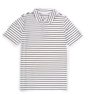 Drake Clothing Co. Striped Short Sleeve Performance Stretch Polo Shirt