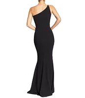 Dress the Population Amy Asymmetrical One Shoulder Neck Front Slit Sleeveless Gown