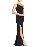 Dress the Population Amy Asymmetrical One Shoulder Neck Front Slit Sleeveless Gown