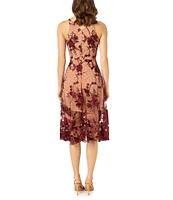 Dress the Population Audrey Floral Plunging V-Neck Sleeveless A-Line Midi Dress