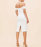 Dress the Population Bailey Off-the-Shoulder Sweetheart Neck Sheath Dress