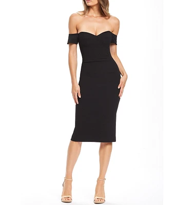 Dress the Population Bailey Off-the-Shoulder Sweetheart Neck Sheath Dress