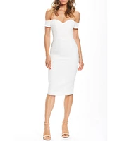 Dress the Population Bailey Off-the-Shoulder Sweetheart Neck Sheath Dress