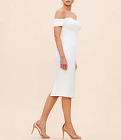 Dress the Population Bailey Off-the-Shoulder Sweetheart Neck Sheath Dress