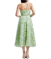 Dress the Population Briella Soutache Rosette Strapless Neck Sleeveless A Line Midi Dress