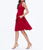 Dress the Population Catalina Crepe V-Neck Sleeveless A-Line Dress