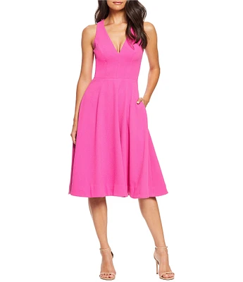 Dress the Population Catalina Crepe V-Neck Sleeveless A-Line Dress