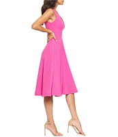 Dress the Population Catalina Crepe V-Neck Sleeveless A-Line Dress