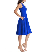 Dress the Population Catalina Crepe V-Neck Sleeveless A-Line Dress