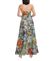 Dress the Population Connor Floral Strapless Sweetheart Bustier A-Line Gown