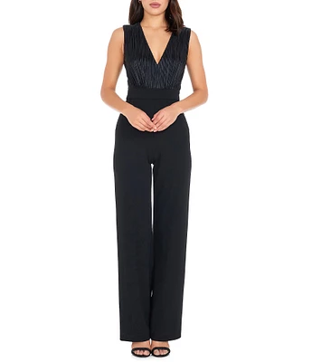 Dress the Population Everette Plunge V-Neck Sleeveless Straight Leg Jumpsuit