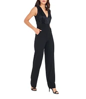 Dress the Population Everette Plunge V-Neck Sleeveless Straight Leg Jumpsuit