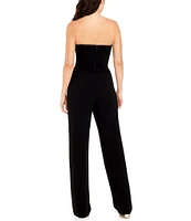 Dress the Population Fernanda Crepe Strapless V Neck Sleeveless Jumpsuit