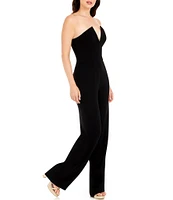 Dress the Population Fernanda Crepe Strapless V Neck Sleeveless Jumpsuit