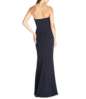 Dress the Population Fernanda Split V-Neck Stretch Crepe Strapless A-Line Gown