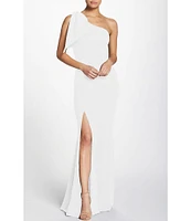 Dress the Population Georgina Asymmetrical Neck Sleeveless Bow Shoulder Maxi Dress