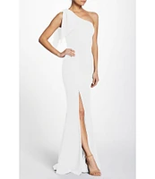 Dress the Population Georgina Asymmetrical Neck Sleeveless Bow Shoulder Maxi Dress